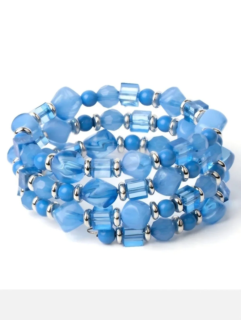 Wrap Bracelet Chunky Assorted Beaded Blue Crystal Fashion Jewelry Accessories
